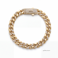 Pulsera El Rey Joyero Mónaco bitono en oro laminado 18k con eslabones cubanos e incrustaciones de circonitas 5A