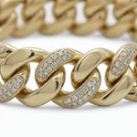 Pulsera El Rey Joyero Mónaco bitono en oro laminado 18k con eslabones gruesos e incrustaciones de circonitas brillantes.