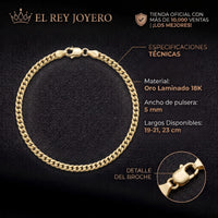 Pulsera Mónaco de El Rey Joyero en oro laminado 18k de 5mm con eslabones clásicos y broche de perico seguro.
