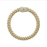 Pulsera El Rey Joyero estilo Mónaco en oro laminado 18k con eslabones gruesos y broche de caja con circonitas