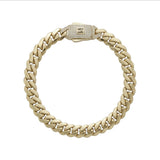 Pulsera El Rey Joyero estilo Mónaco en oro laminado 18k con eslabones gruesos y broche de caja con circonitas