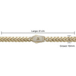 Pulsera El Rey Joyero estilo Mónaco de oro laminado 18k con eslabones de 10mm y broche de caja con circonitas