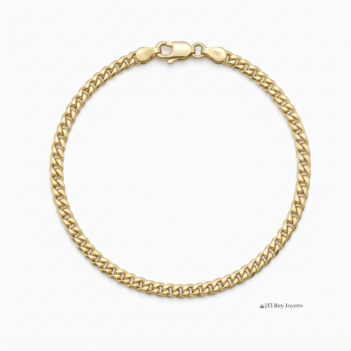 Pulsera tipo eslabón Mónaco de 5mm en oro laminado 18k de El Rey Joyero con broche de perico.