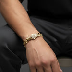 Pulsera El Rey Joyero estilo Mónaco en oro laminado 18k con eslabones gruesos y broche de caja con circonitas