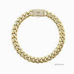 Pulsera El Rey Joyero estilo Mónaco en oro laminado 18k con eslabones gruesos y broche de caja con circonitas.