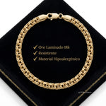 Pulsera de eslabones estilo chino en oro laminado 18k de El Rey Joyero sobre estuche negro