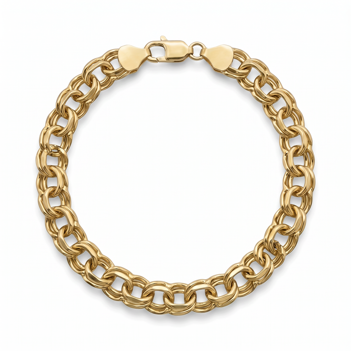 Pulsera El Rey Joyero de eslabones estilo chino en oro laminado 18k de 8mm con broche de perico