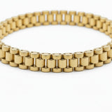 Pulsera El Rey Joyero estilo Rolex en oro laminado 18k con eslabones clásicos de 10mm de ancho