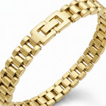 Pulsera El Rey Joyero estilo Rolex en oro laminado 18k con eslabones clásicos y broche de caja seguro.