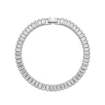 Pulsera tenis El Rey Joyero de oro laminado blanco 18k con zirconias corte baguette y broche de seguridad