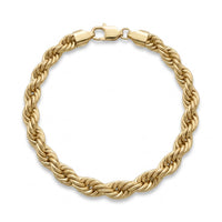 Pulsera tipo torzal grueso de 8mm en oro laminado 18k de El Rey Joyero con broche de perico