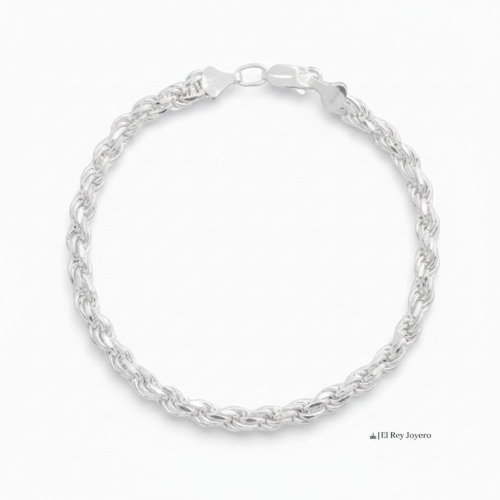 Pulsera torzal de 6mm en plata .925 sólida de El Rey Joyero con acabado brillante y diseño italiano