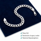 Pulso barbado de 6mm en plata .925 de El Rey Joyero sobre terciopelo azul, diseño italiano sólido y duradero.