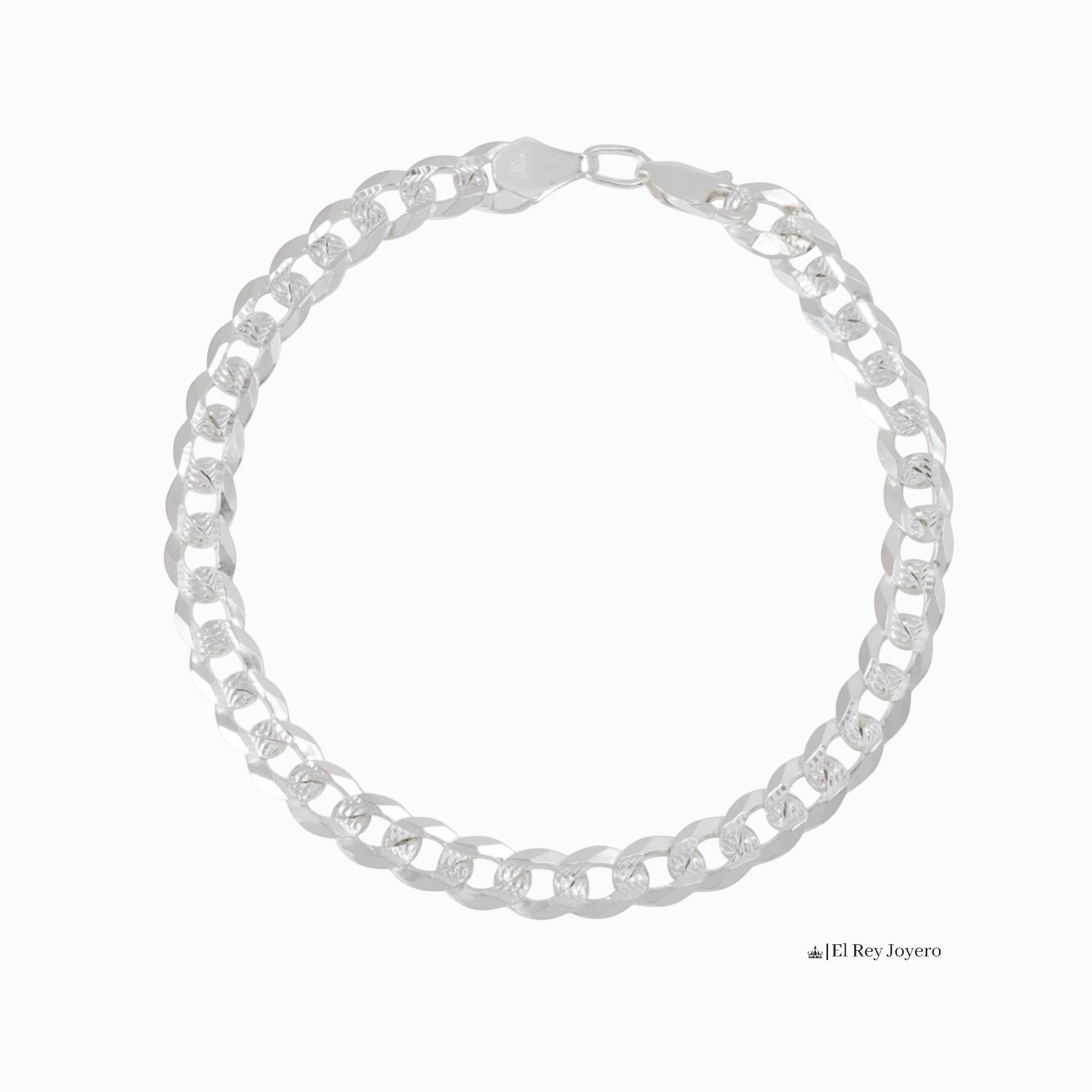Pulso barbado de 6mm en plata .925 sólida de El Rey Joyero con acabado brillante y diseño de eslabones clásicos.