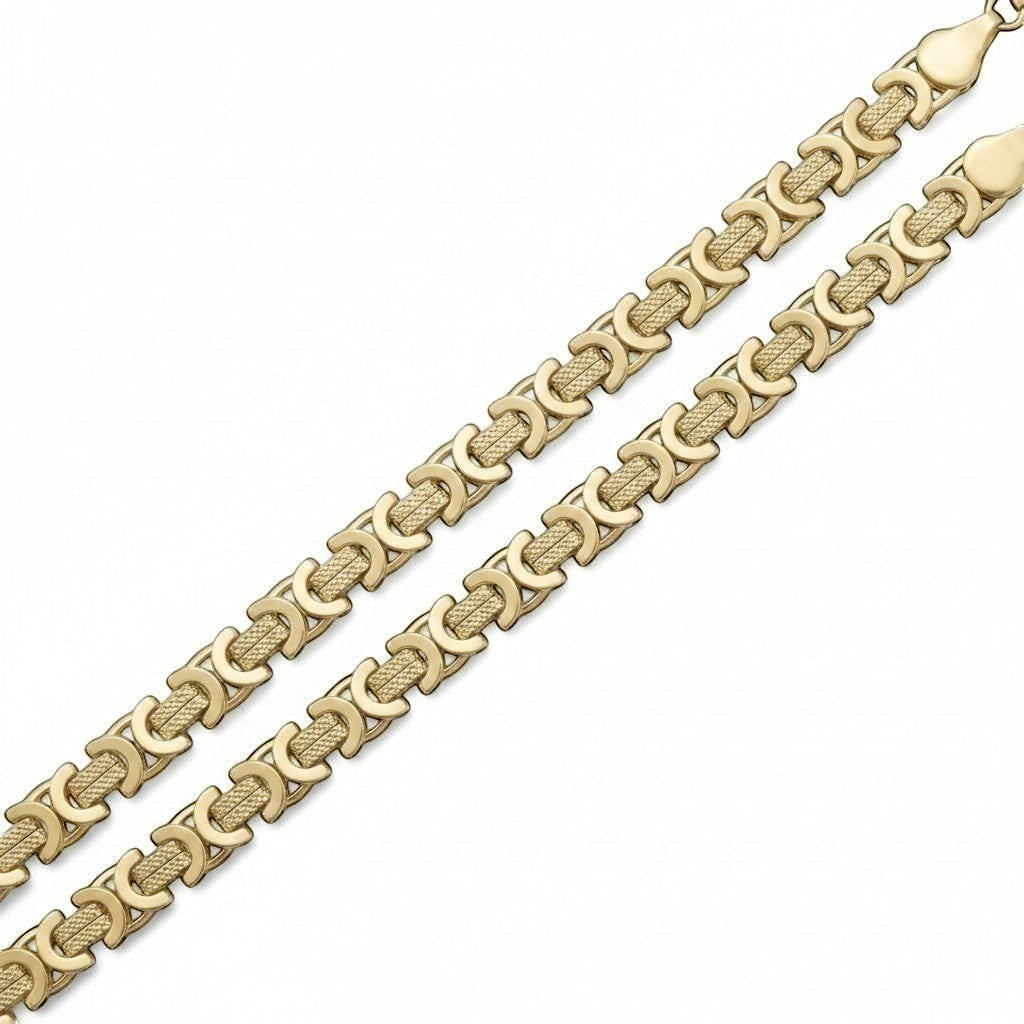 Pulsera tipo bizantino de El Rey Joyero en oro laminado con eslabones entrelazados de diseño clásico