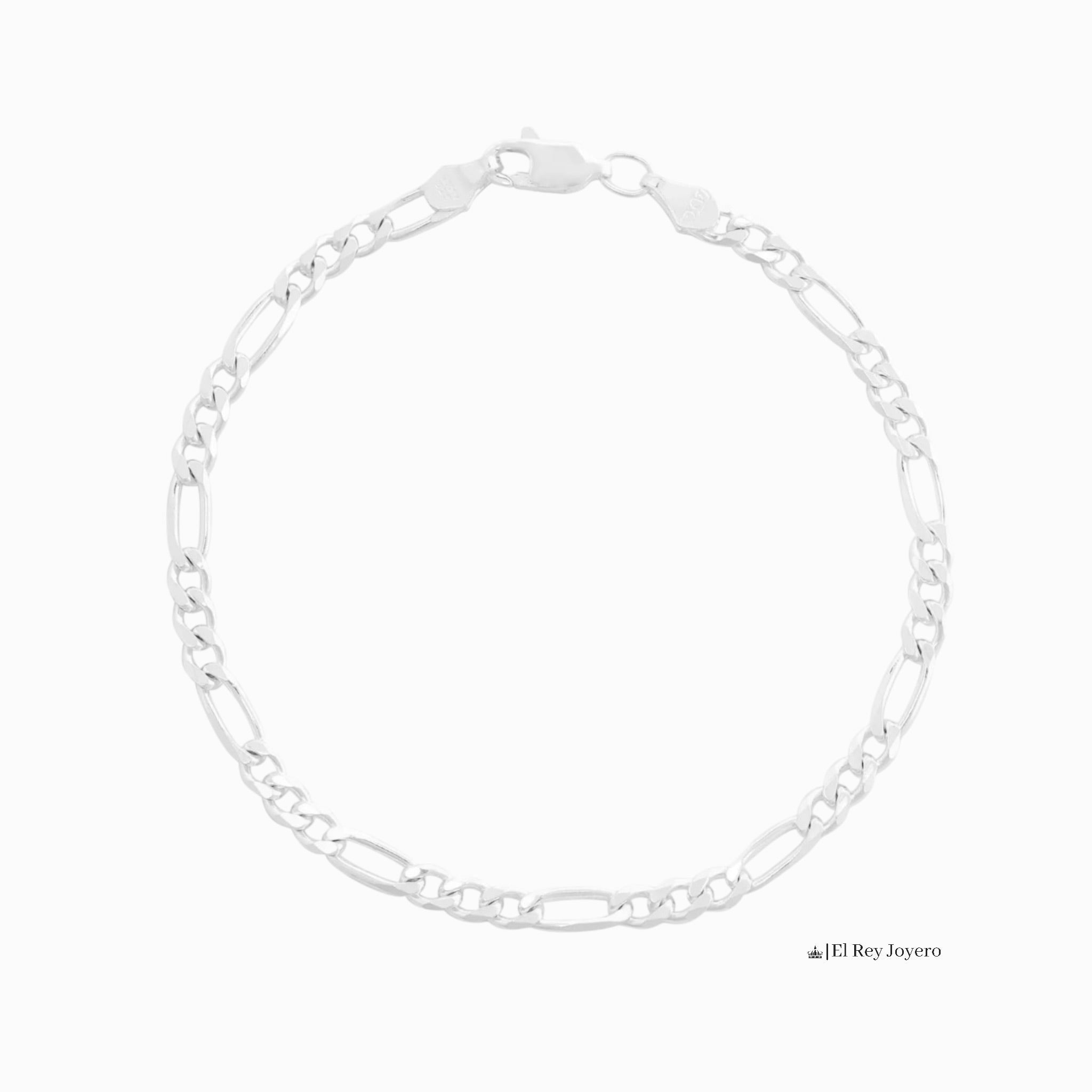 Pulso Cartier de 4mm en plata .925 de El Rey Joyero con eslabones sólidos y acabado brillante