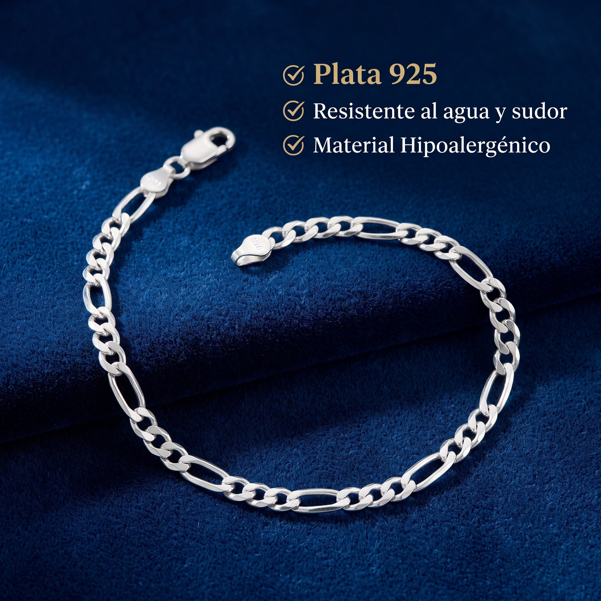 Pulso Cartier de 4mm en plata .925 de El Rey Joyero sobre fondo azul, diseño italiano sólido y duradero.