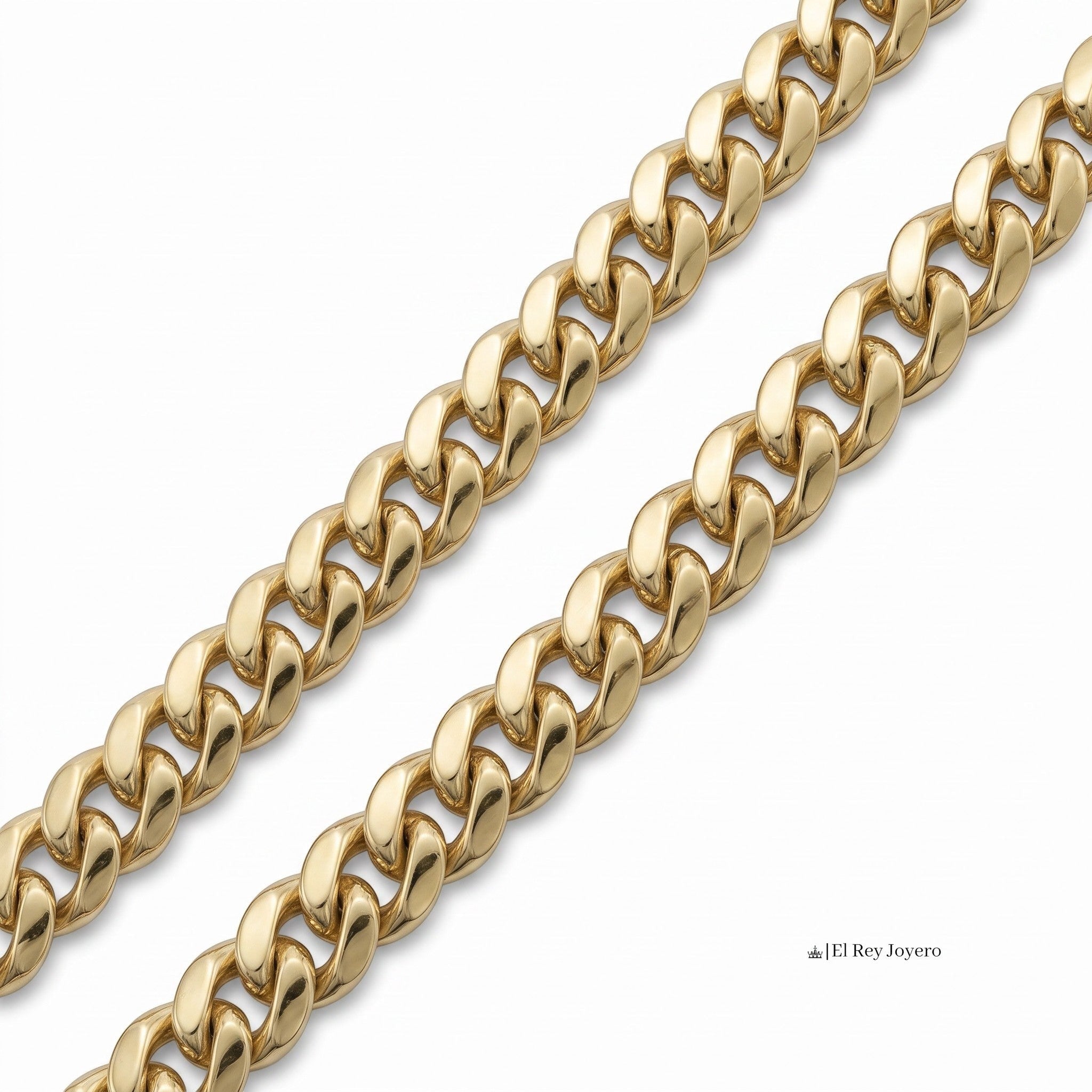 Pulso Mónaco de El Rey Joyero en oro laminado 18k con eslabones estilo chino de 10mm de ancho y acabado brillante.