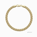 Pulso tejido chino de El Rey Joyero en oro laminado 18k de 5 mm con broche de perico, diseño elegante y brillante.