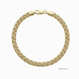 Pulso tejido chino de El Rey Joyero en oro laminado 18k de 5 mm con broche de perico, diseño elegante y brillante.
