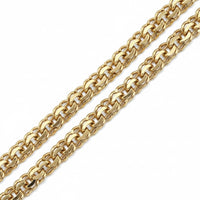 Pulso El Rey Joyero de tejido chino grueso en oro laminado 18k con eslabones detallados de 8mm de ancho.
