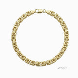 Pulso tejido romano de El Rey Joyero en oro laminado 18k con eslabones bizantinos y broche de perico.