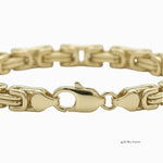 Pulso tejido romano de El Rey Joyero en oro laminado 18k con eslabones bizantinos y broche de perico