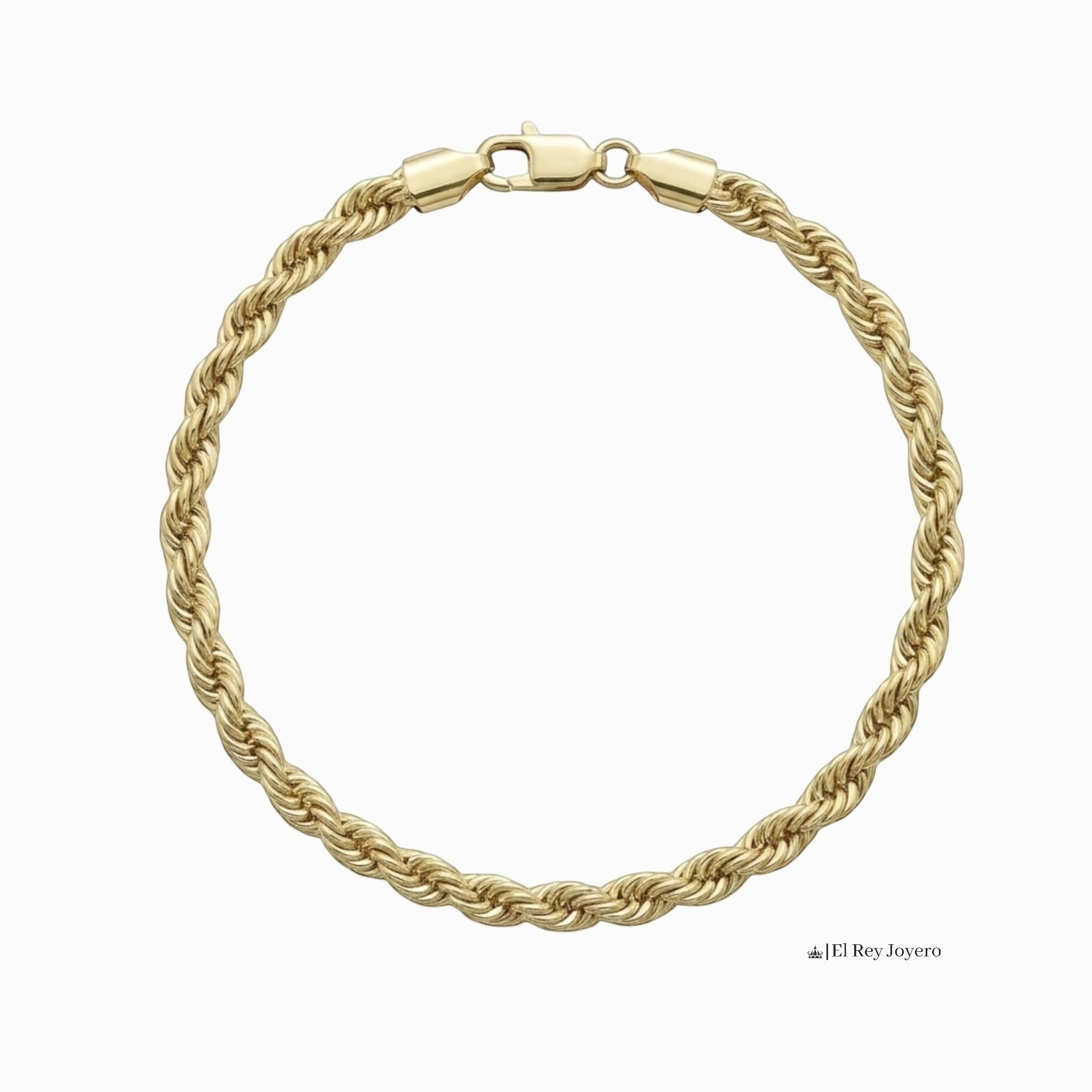 Pulso torzal delgado de 5 mm en oro laminado 18k de El Rey Joyero con eslabones trenzados y broche de perico.