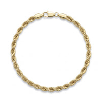 Pulso torzal delgado de El Rey Joyero en oro laminado 18k con eslabones trenzados y broche de perico.