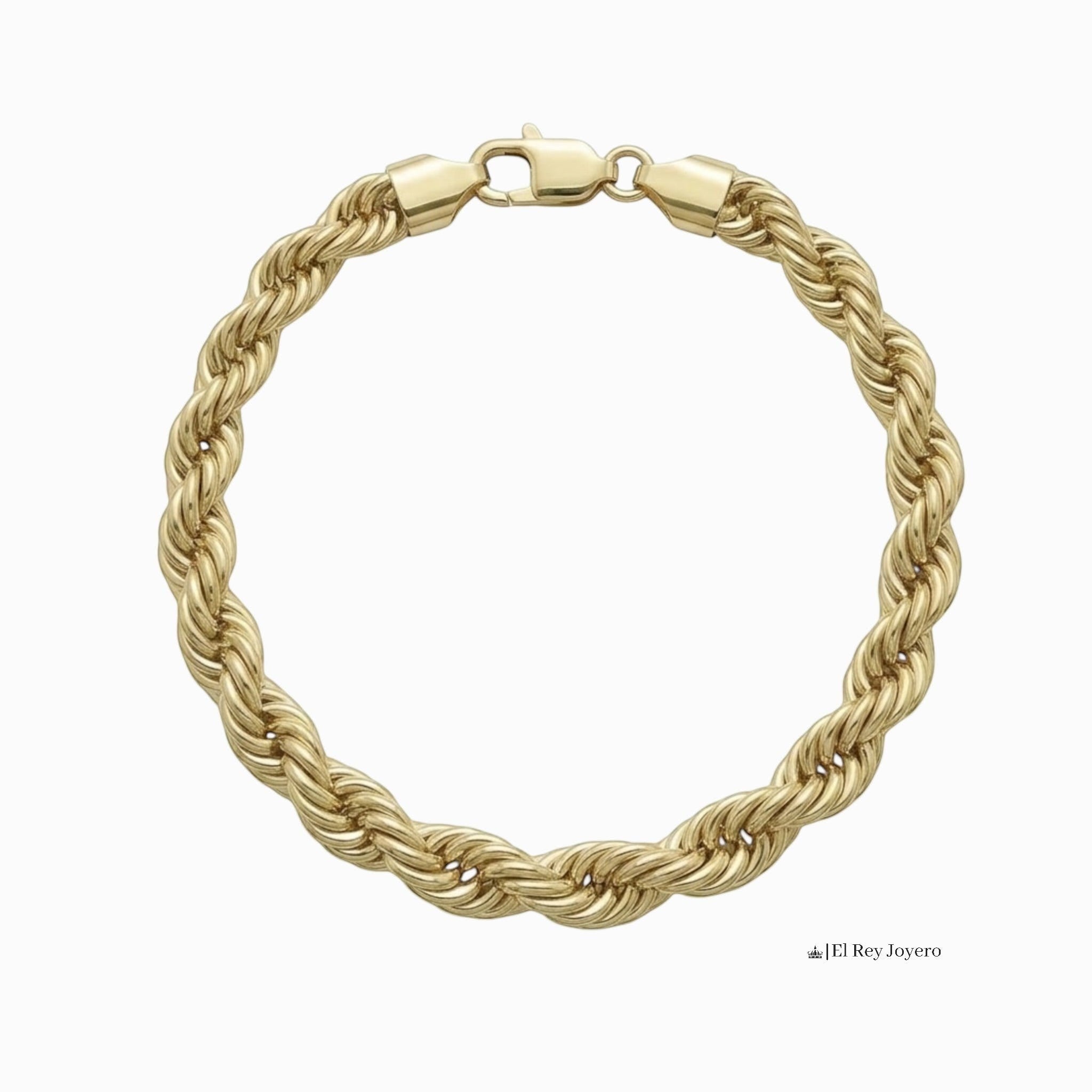 Pulso torzal grueso de 8mm en oro laminado 18k con eslabones trenzados y broche de El Rey Joyero