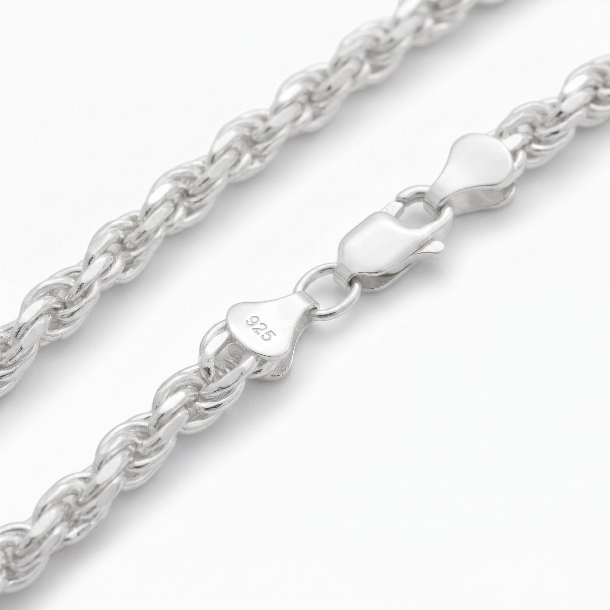 Pulso torzal de 6mm en plata .925 de El Rey Joyero con cierre de mosquetón y acabado brillante