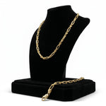 Conjunto de cadena y pulsera estilo Fígaro de El Rey Joyero en oro laminado 18k con acabado brillante