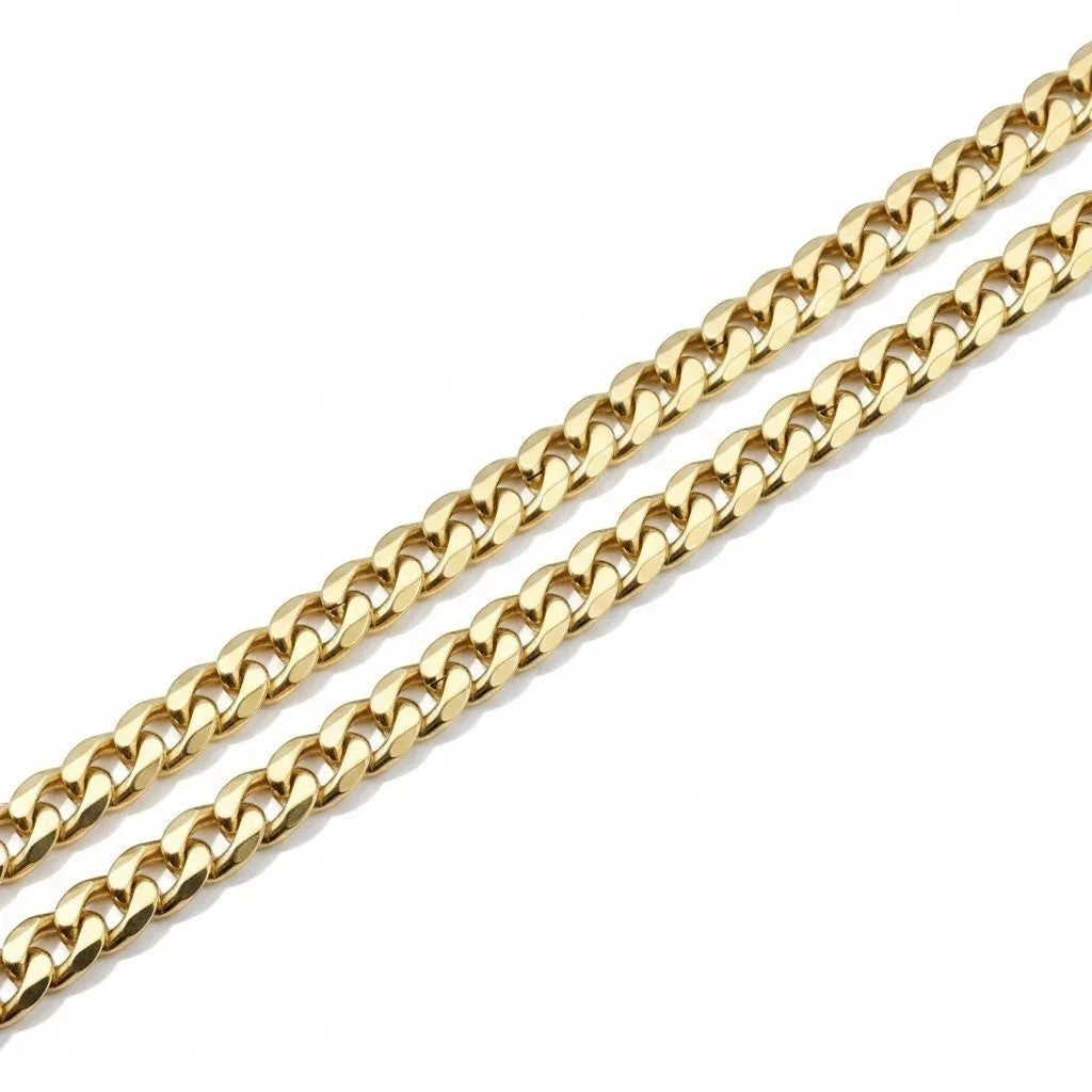 Set de cadena y pulsera estilo Mónaco de El Rey Joyero en baño de oro de 18k con eslabones clásicos brillantes